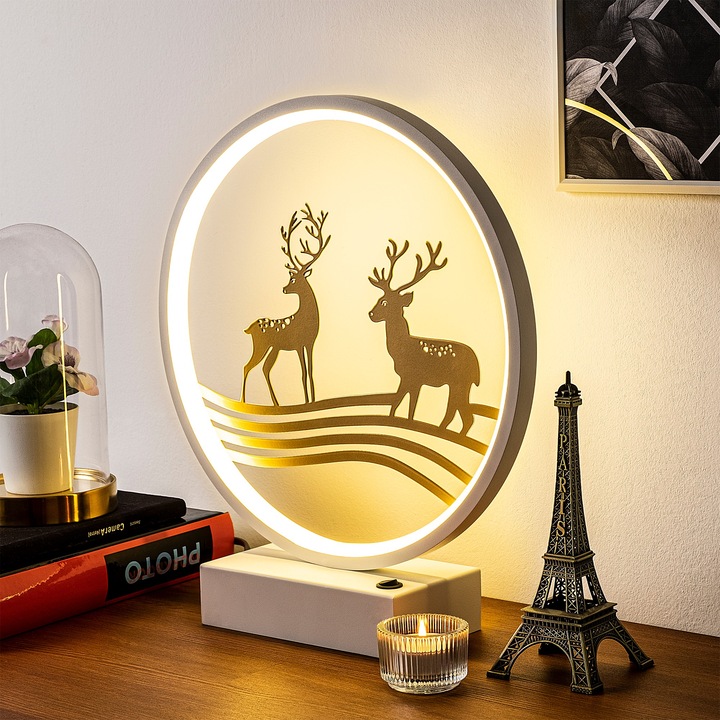 Veioza Xmas alb auriu 30x35x9cm cablu 200cm