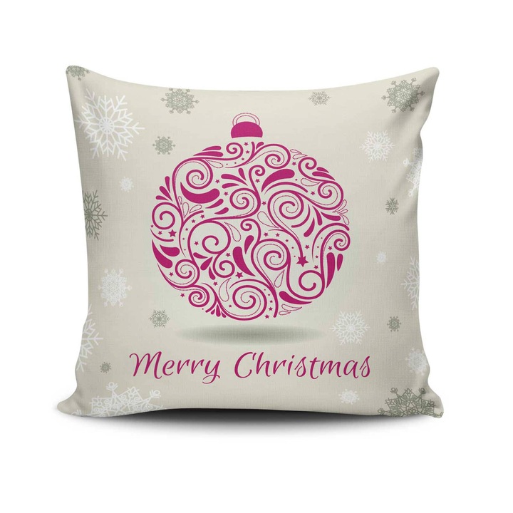 Dekoratív párna, karácsony, többszínű, 43x43cm, szilikon töltet