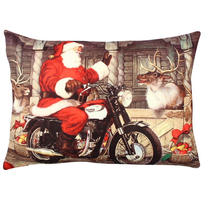 Dekoratív párna, karácsony, többszínű, 33x48cm, szilikon töltet, levehető huzat