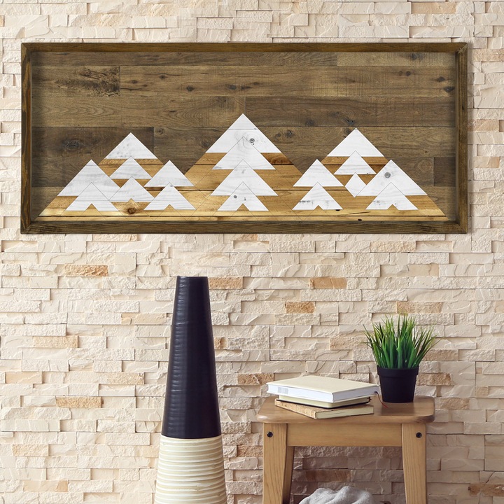 Декоративна картина в рамка, Коледа, МДФ, 40x100 см, кафяво-бяла
