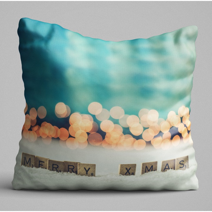 Dekoratív párna, karácsony, többszínű, 43x43cm, szilikon töltet, 400 g