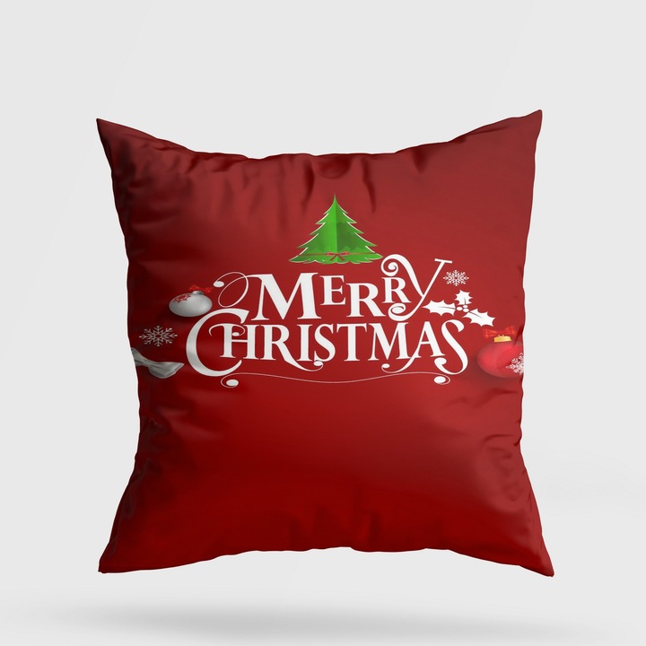 Dekoratív párna, karácsony, többszínű, 43x43cm, szilikon töltet