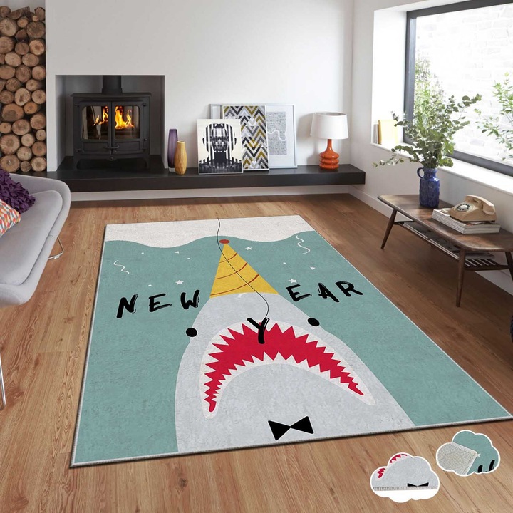 Килим, Коледа, 120x180 см, многоцветен, ламинирана пяна