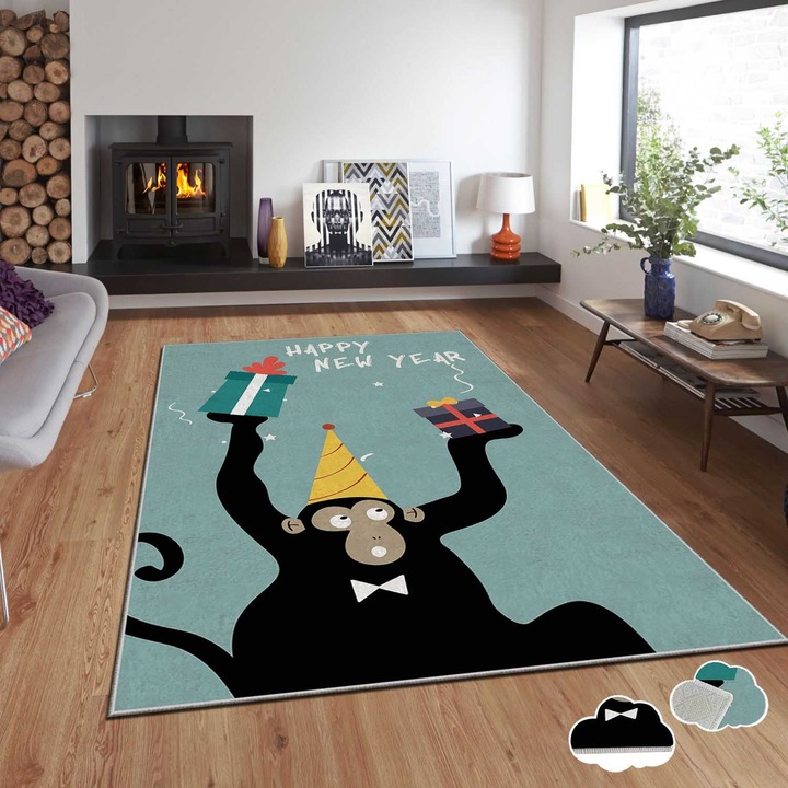 Килим, Коледа, 140x220 см, многоцветен, дигитален печат, ламинирана пяна