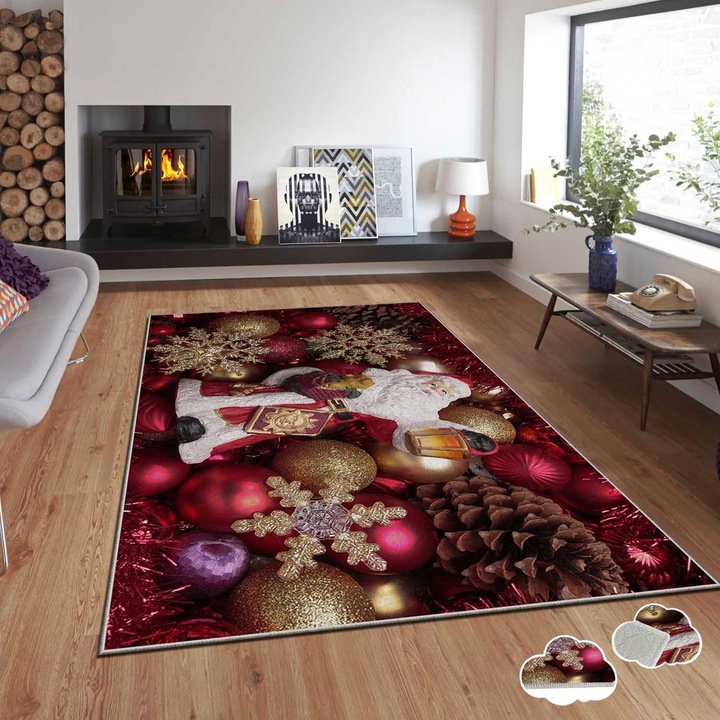 Килим, Коледа, 120x180 см, многоцветен, ламинирана пяна