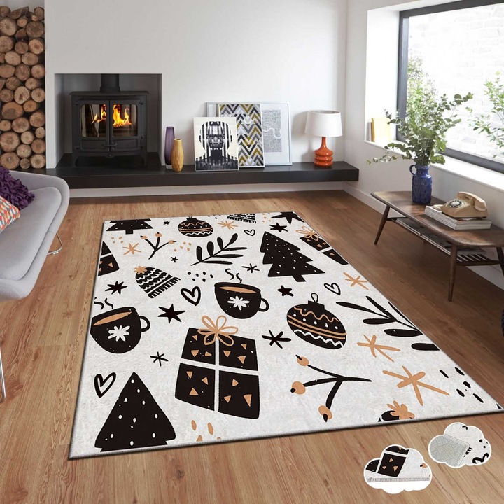 Килим, Коледа, 140x220 см, многоцветен, дигитален печат, ламинирана пяна