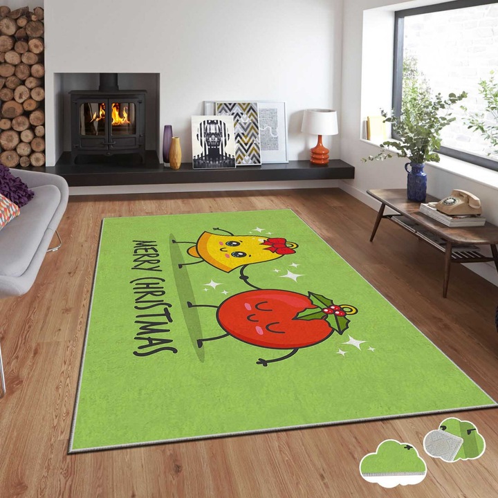 Covor Xmas, 120x180cm, multicolor, antiderapant, poliester