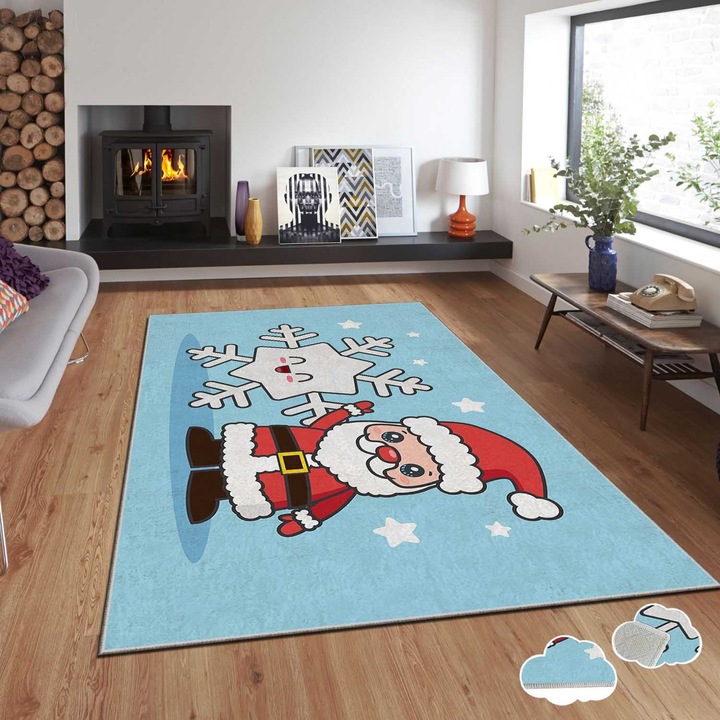 Килим, Коледа, 140x220 см, многоцветен, дигитален печат, ламинирана пяна