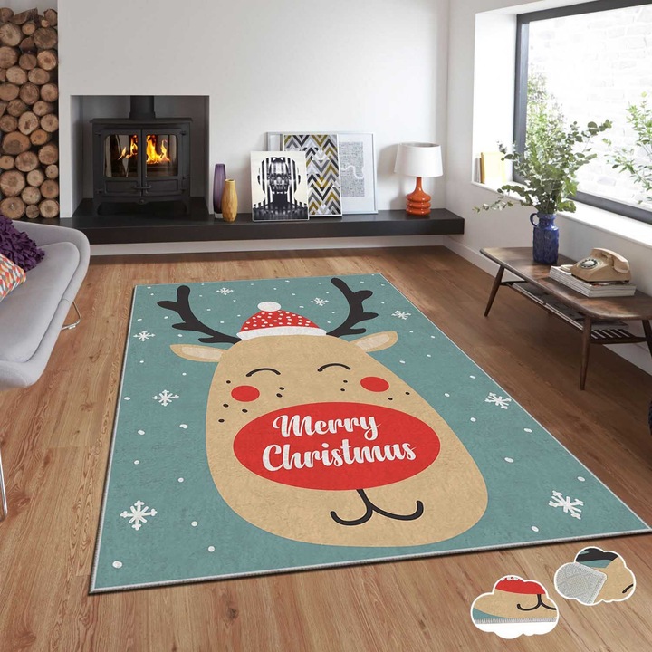 Килим, Коледа, 120x180 см, многоцветен, ламинирана пяна