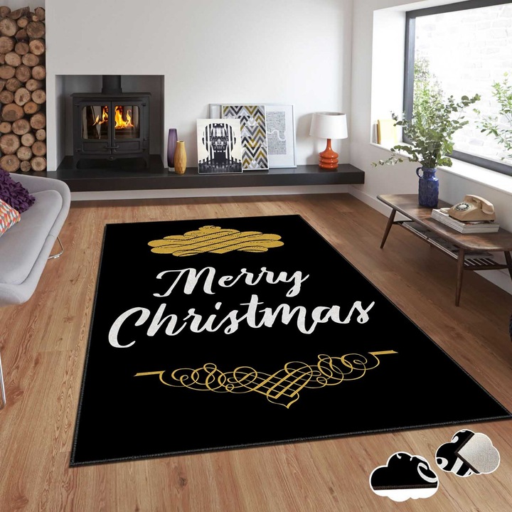 Covor Xmas, 120x180cm, multicolor, antiderapant, poliester