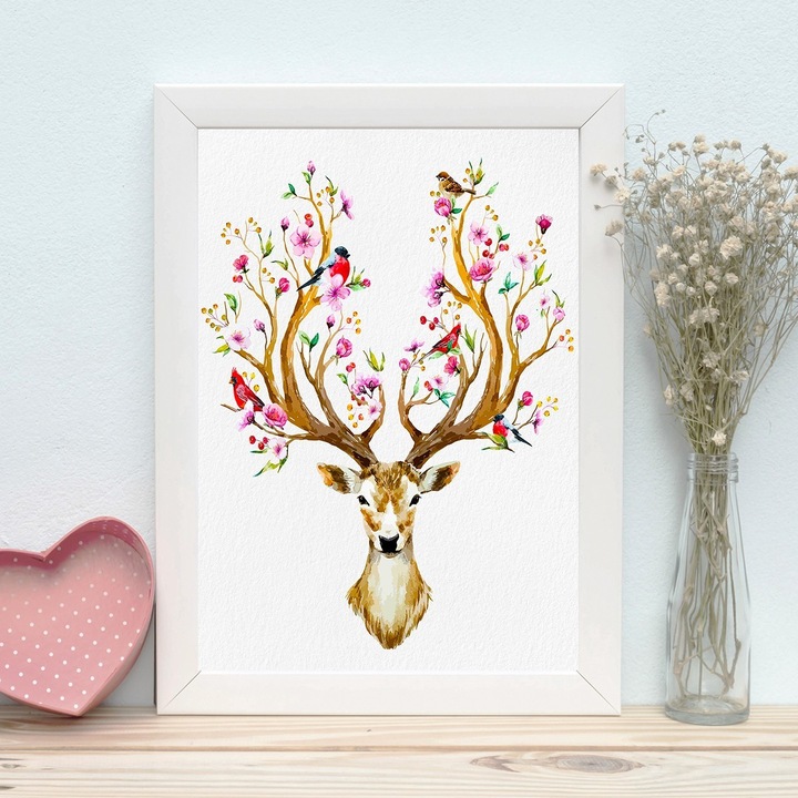 Tablou decorativ inramat, Xmas, multicolor, 24x29cm