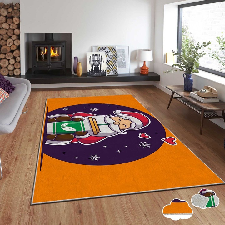 Covor Xmas, 120x180cm, multicolor, poliester, antiderapant