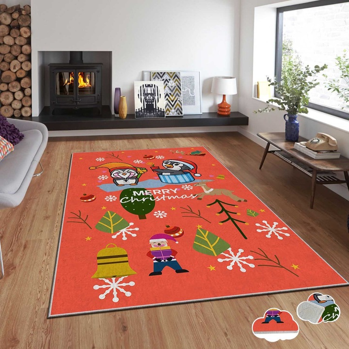 Килим, Коледа, 120x180 см, многоцветен, ламинирана пяна