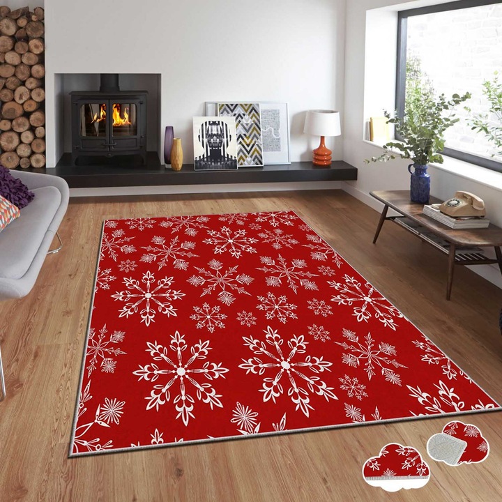 Covor, Xmas, 180x280cm, rosu, poliester, imprimeu digital