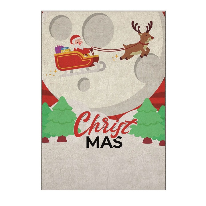 Covor multicolor, Xmas, 120x180cm, poliester, imprimeu digital