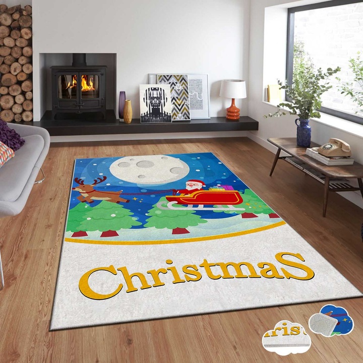 Килим, Коледа, 120x180 см, многоцветен, ламинирана пяна