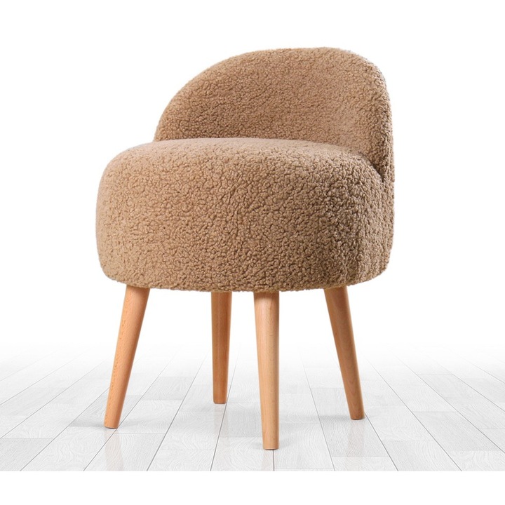 Szék, Atelier Del Sofa, műszőrme, fa lábak, 48x42x47cm, kávébarna
