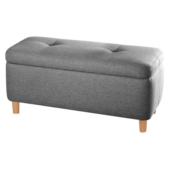 Табуретка, Диван Atelier Del, Росио, памук/лен, 100x45x41см, тъмносиво