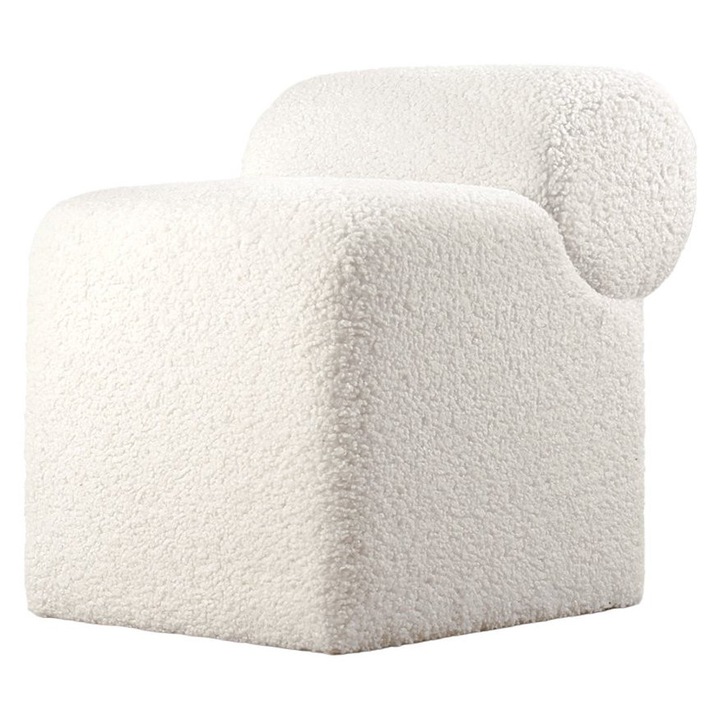 Ülőke, Atelier Del Sofa, műszőrme, fehér, 45x56x60cm
