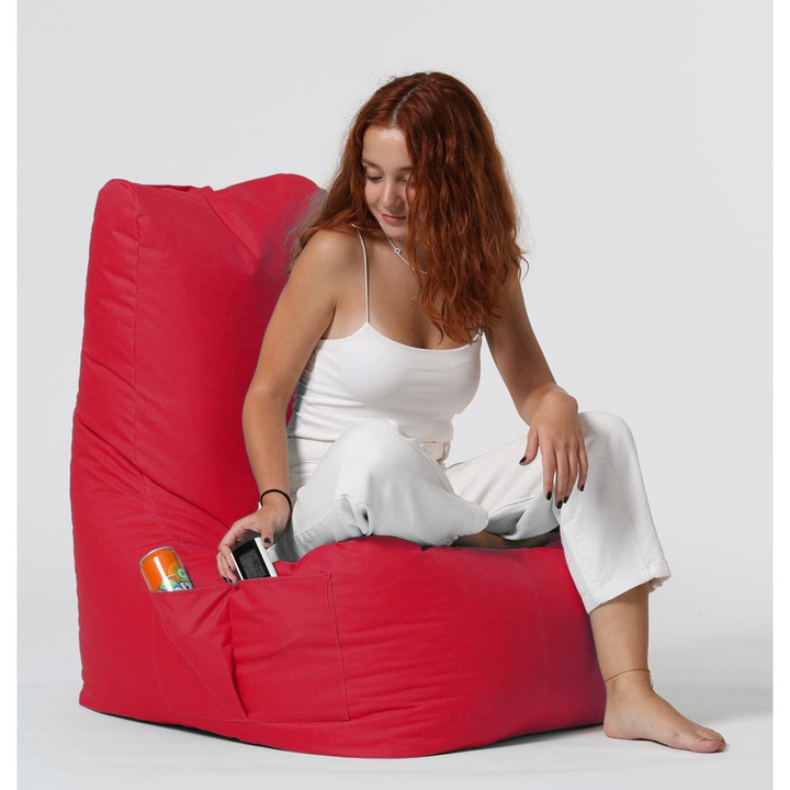 Fotoliu puf, Atelier Del Sofa, rosu, 60x90x35cm, sistem de fermoar dublu ascuns