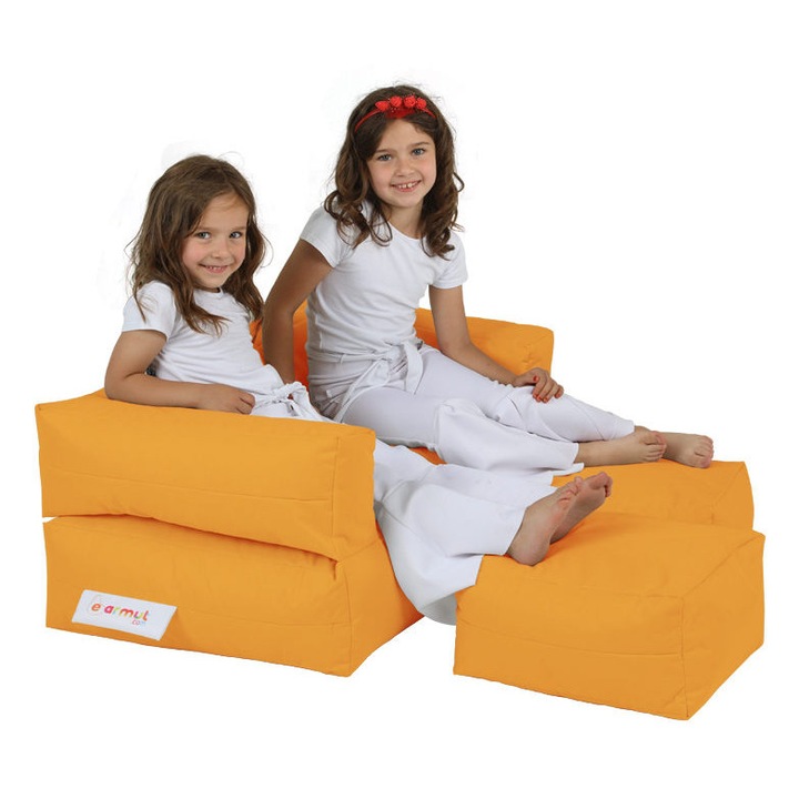 Fotoliu pentru copii Atelier Del Sofa, dublu, galben, 100x50x40cm, set 2 piese