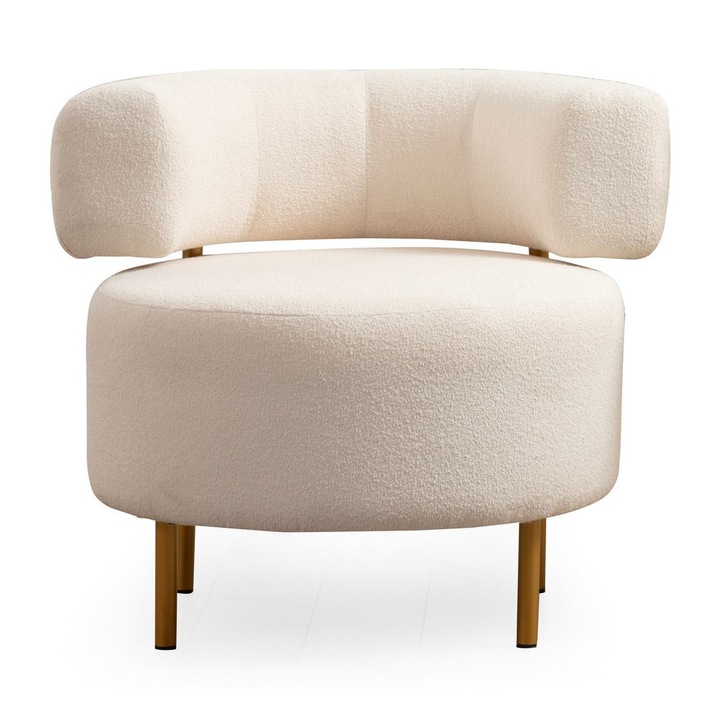 Табуретка, Диван Atelier Del, светло бежово, 76x85x80см, кафяви крака