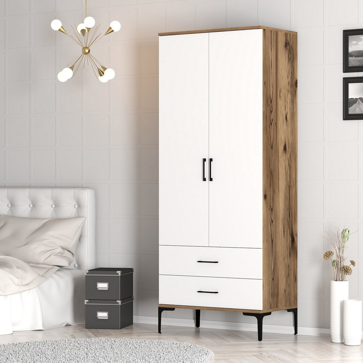 Dulap, Woody Fashion, nuc, alb, 80x47.5x201.4cm, PAL cu melamina