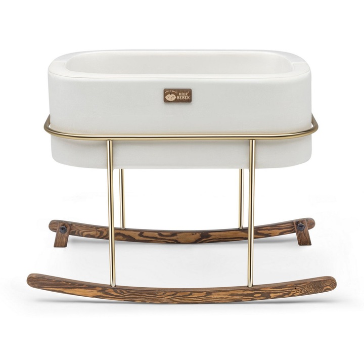 Gyerekhinta, Woody Fashion, fehér fém, fenyőfa, 90x70x58cm