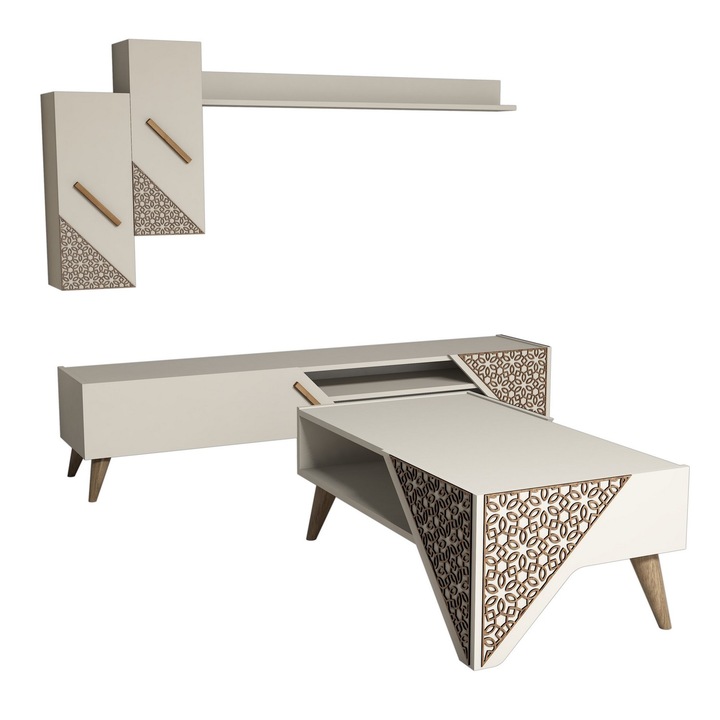 Set mobilier living, Woody Fashion, melamina, 4 bucati