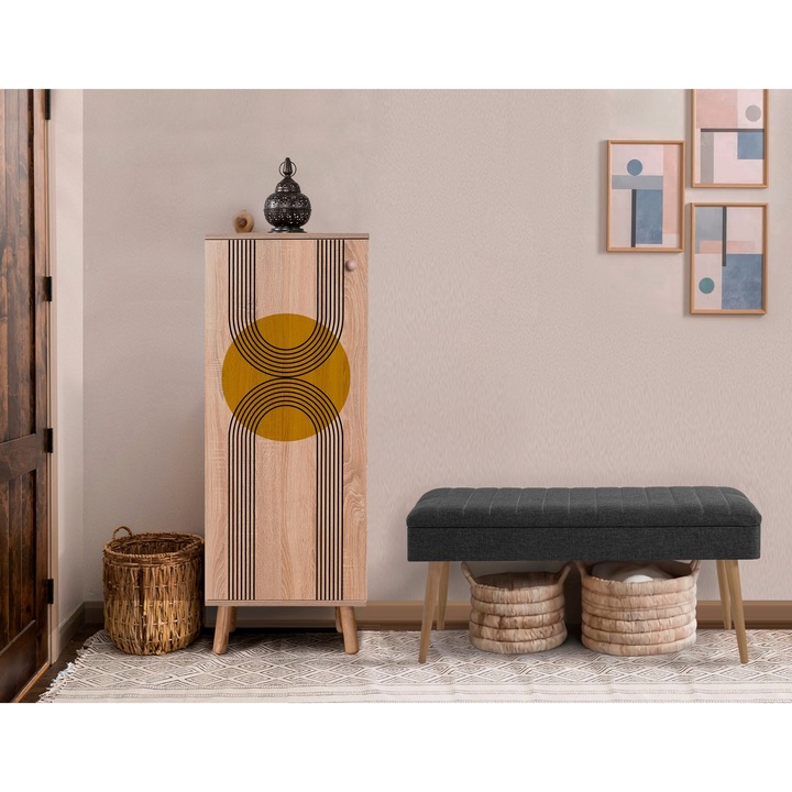 Előszobabútor szett, Woody Fashion, 50x135x38cm, 105x50x40cm, natúr