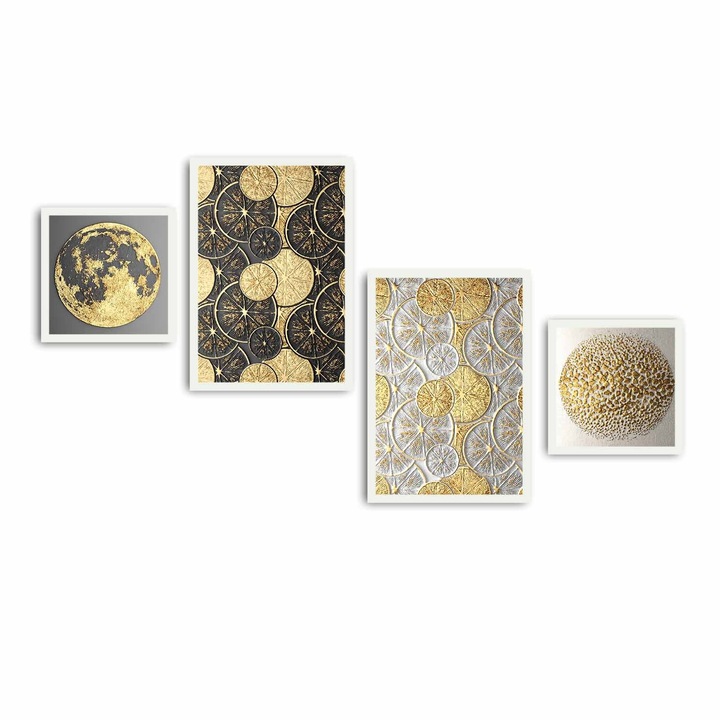 Dekoratív festmények MDF kerettel, Wallity, 4 darabos szett, 30x30cm és 35x50cm, 136x75cm
