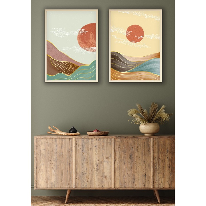 Dekoratív festmények, Wallity, 30x40cm, 2 darabos szett, MDF, tömörfa