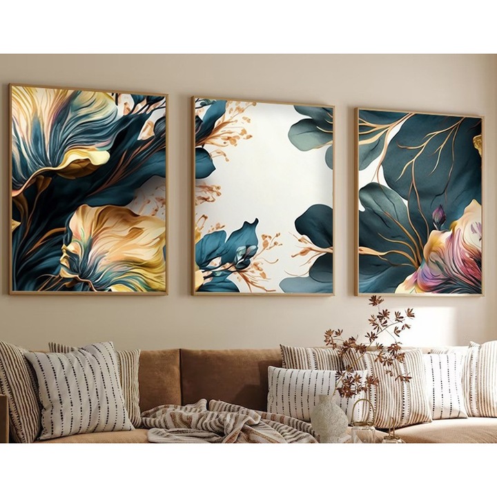 Dekoratív festmények, Wallity, 3 darabos készlet, 30x40cm, MDF, tömörfa