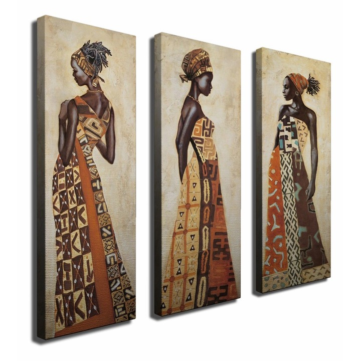 Dekoratív festmény vászonra, Wallity, 3 darabos szett, 90x80cm, többszínű