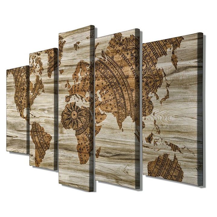 Tablou decorativ set 5 piese, Wallity, 100x60cm, imprimare digitala, 3mm MDF