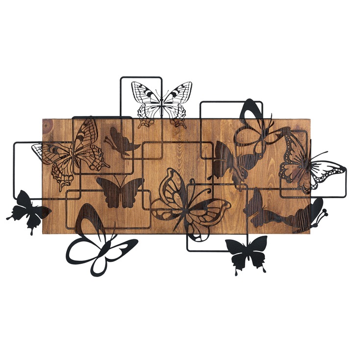 Dekoratív fali kiegészítő, Wallity, 100% fém, 100% fa, 73x42,5cm