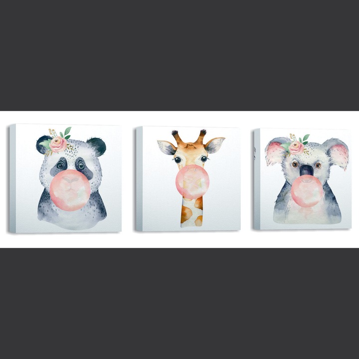 Dekoratív festmények, Wallity, 30x30cm, 3 darabos szett, 60% pamut / 40% poliészter