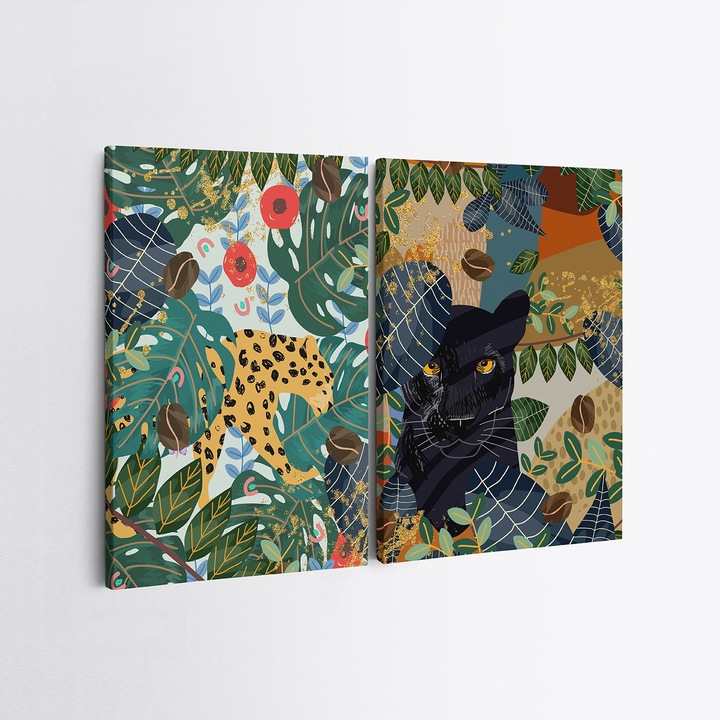 Dekoratív festmények, Wallity, 50x70cm, 2 darabos szett, 100% vászon, 100% fa