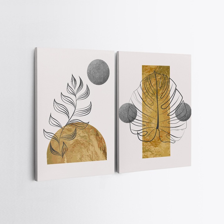 Dekoratív festmények, Wallity, 50x70cm, 2 darabos szett, 100% vászon, 100% fa