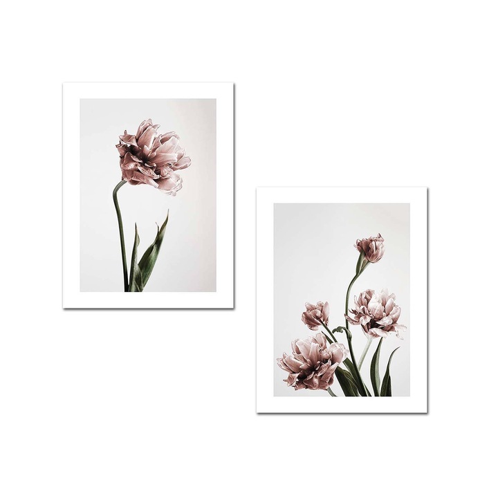 Wallity díszfestmények, 2 db-os MDF festmény szett, fehér