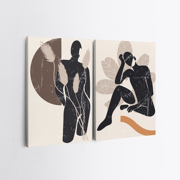Dekoratív festmények, Wallity, 50x70cm, 2 darabos szett, 100% vászon, 100% fa