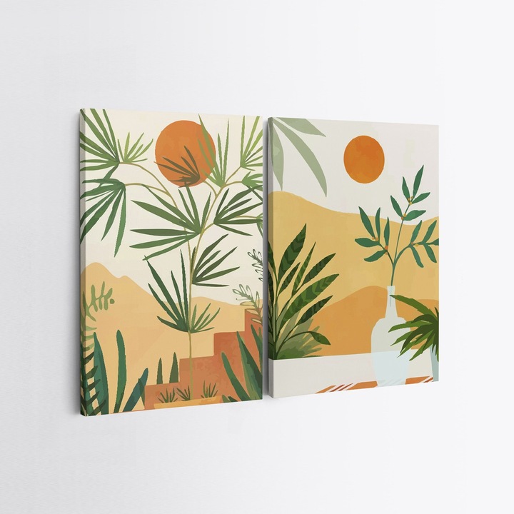 Dekoratív festmények, Wallity, 50x70cm, 2 darabos szett, 100% vászon, 100% fa