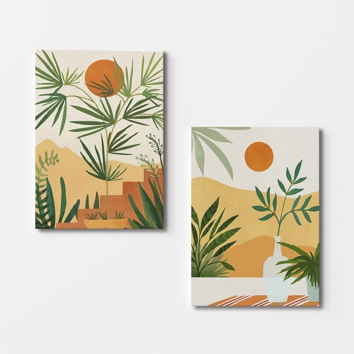 2 darabos dekoratív vászonfestmény szett, Wallity, 70x100cm, többszínű