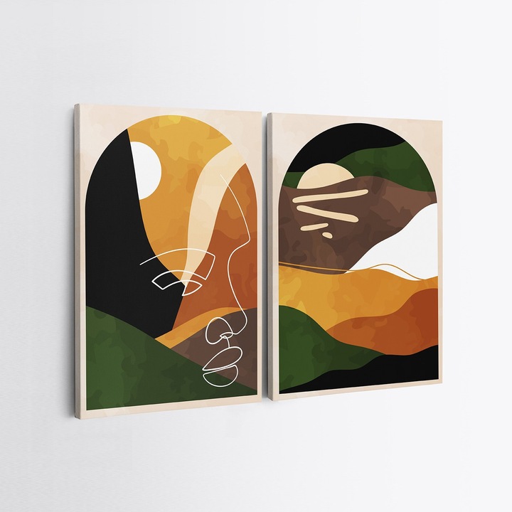 Dekoratív festmények, Wallity, 50x70cm, 2 darabos szett, 100% vászon, 100% fa