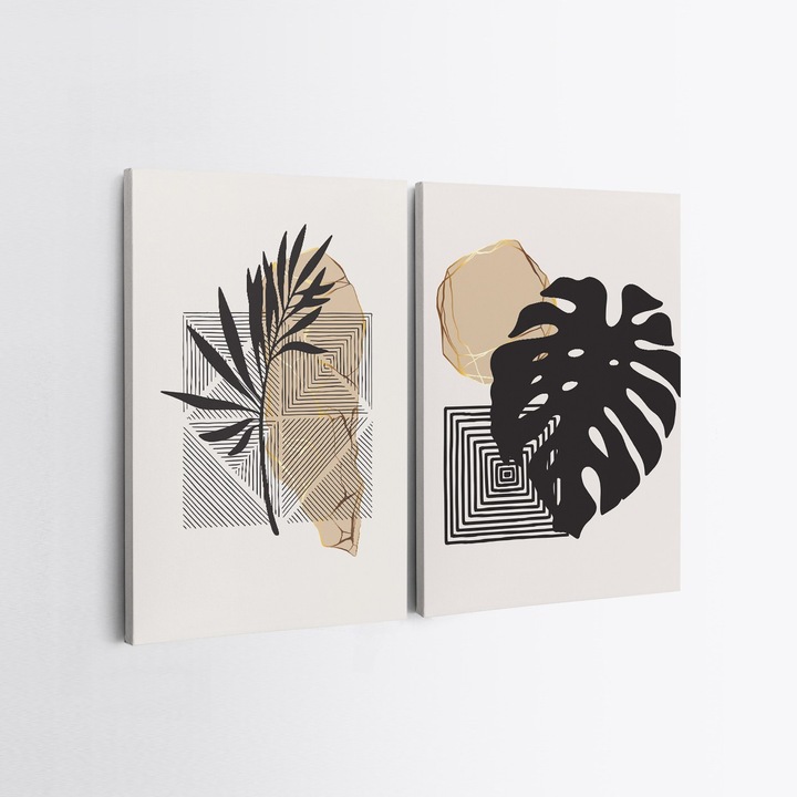 Dekoratív festmények, Wallity, 50x70cm, 2 darabos szett, 100% vászon, 100% fa