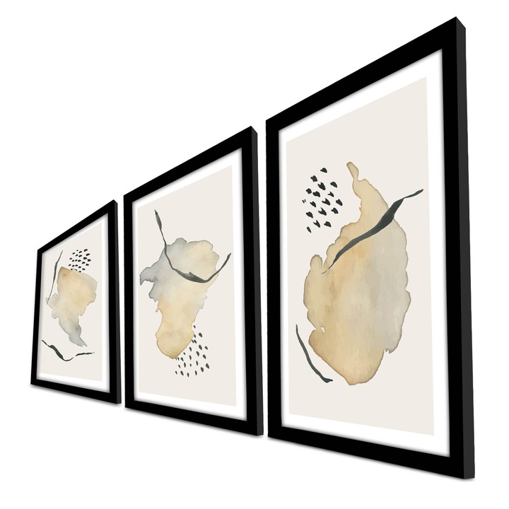 MDF-ből készült, keretezett díszfestmény (3 darabos készlet), Wallity, 38x53cm, 100% fa