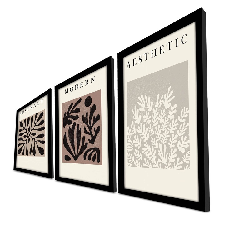 Dekoratív MDF kép fa keretben, Wallity, 3 darabos szett, 38x53cm