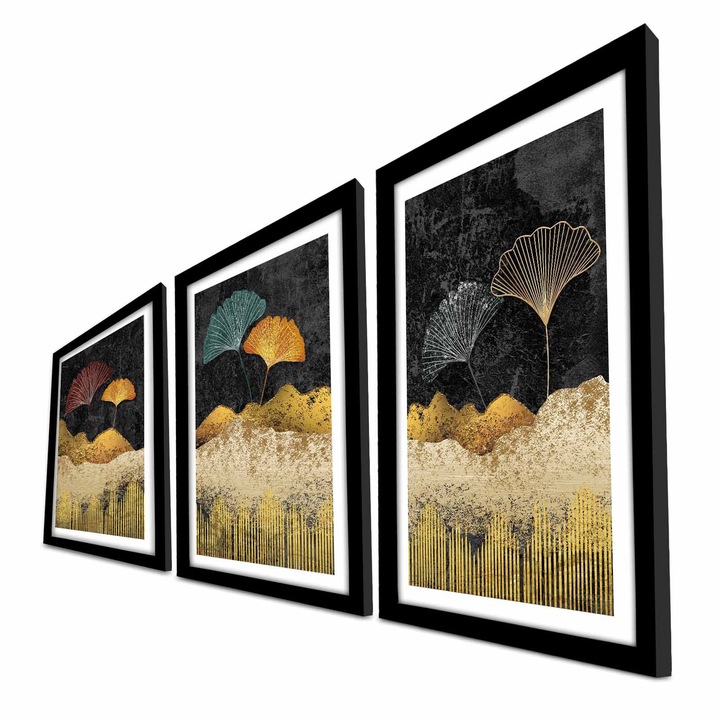 MDF-ből készült, keretezett díszfestmény (3 darabos készlet), Wallity, 38x53cm