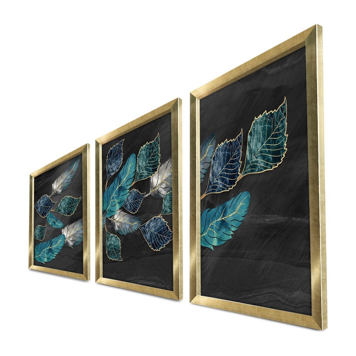 MDF-ből készült, keretezett díszfestmény (3 darabos készlet), Wallity, 38x53cm, 100% fa