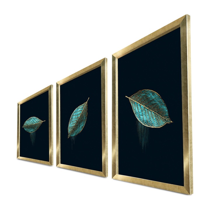 MDF-ből készült, keretezett díszfestmény (3 darabos készlet), Wallity, 38x53cm, 100% fa